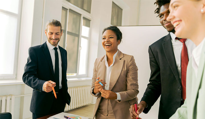 Leaders in a boardroom discussion